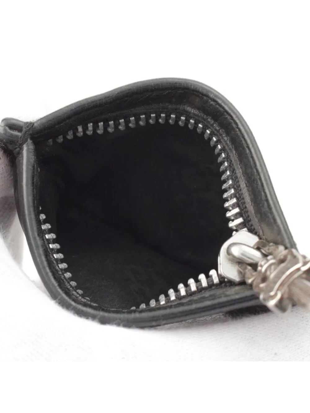Chrome Hearts Zpr Chng Zipper Change Purse Heavy Leather Scroll Label Dagger